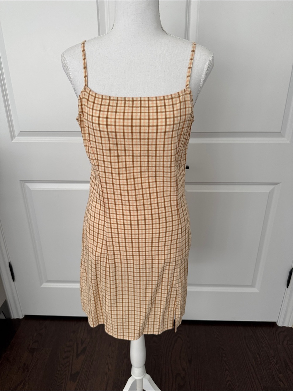 Billabong Tan Plaid Slip Mini Dress